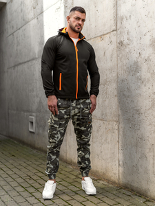 Jachetă softshell de tranziție pentru bărbați, negru și portocaliu, Bolf HH017A