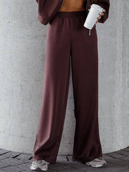 Set hanorac cu fermoar două piese pentru femei ciocolatiu Bolf 821109