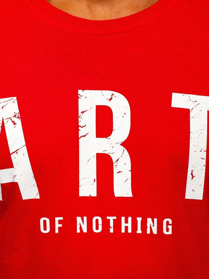 Tricou roșu imprimat din bumbac pentru bărbați Bolf 1180