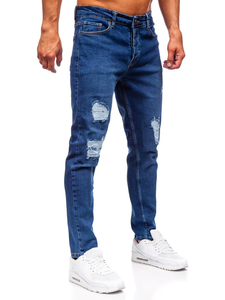 Pantaloni de blugi slim pentru bărbați, de culoare bleumarin, Bolf 6536