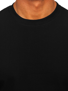 Tricou bărbătesc din bumbac negru fără imprimeu Bolf 67T1298