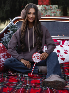 Hanorac cu glugă pentru femei cu guler cangur ciocolatiu Bolf 82131