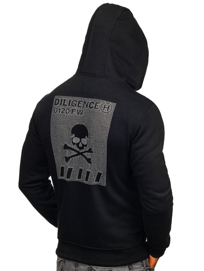 Hanorac cu imprimeu bărbați negru Bolf 33101