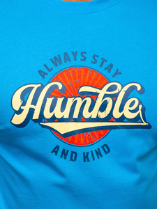 Tricou bărbătesc din bumbac albastru cu imprimeu Bolf MPO3531