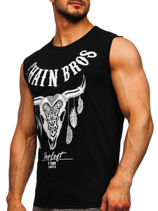 Maiou negru tank top cu imprimeu Bolf 14809
