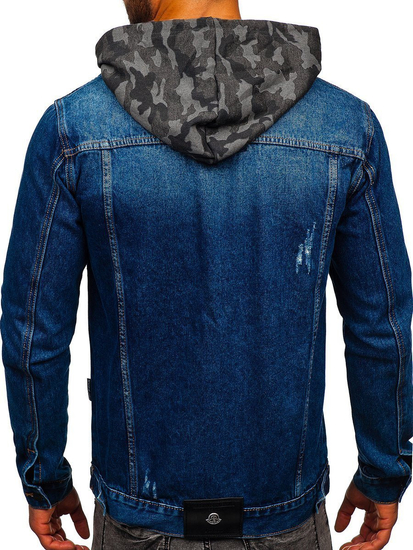 Geacă de blugi cu glugă bărbați bleumarin Bolf RB9824-1