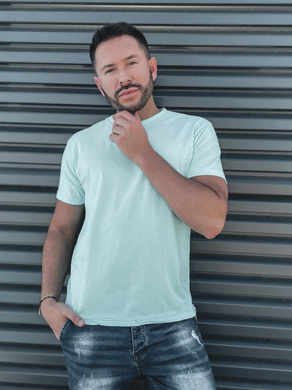 Tricou simplu bărbătesc din bumbac, mentă Bolf 192397A