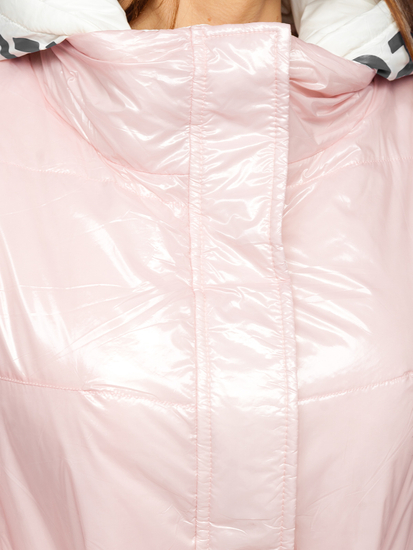 Geacă matlasată roz cu glugă dame Bolf B9570