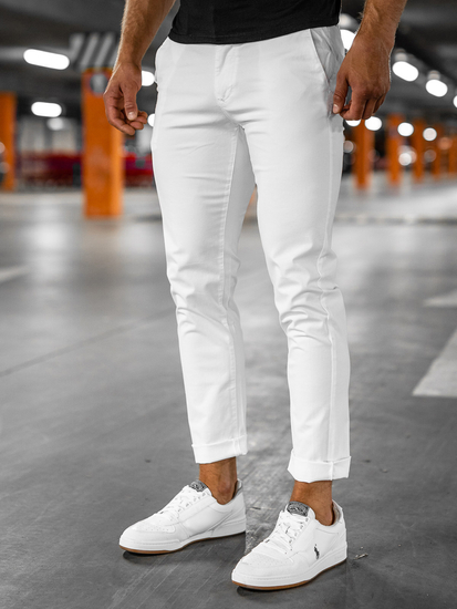 Pantaloni chinos albi bărbați Bolf 1146