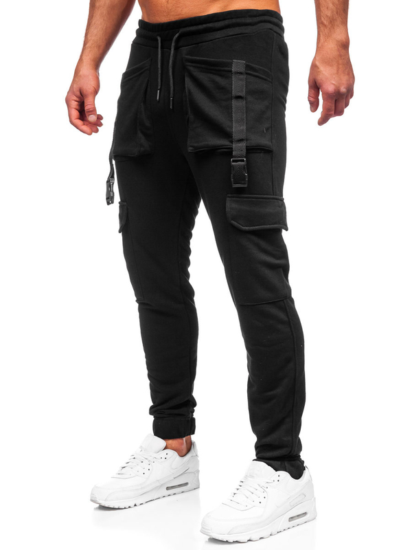 Pantaloni joggers cargo negri Bolf 6584