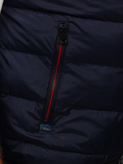 Vestă bleumarin matlasată cu glugă Bolf 6875