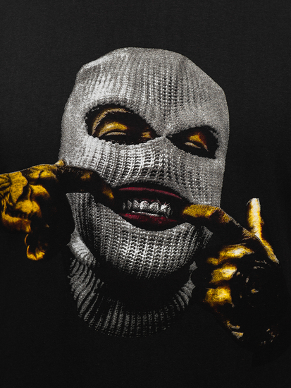 Tricou negru bărbătesc cu imprimeu Bolf 142172