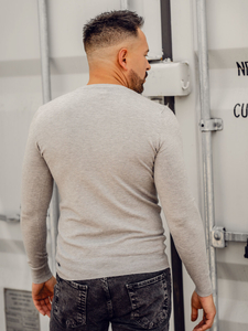 Pulover bărbătesc cu guler în V melanj Bolf YY03