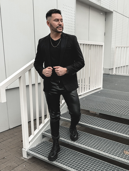 Jachetă elegantă bărbătească neagră Bolf 1652A