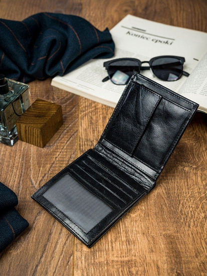 Portofel de piele bărbați negru 4587