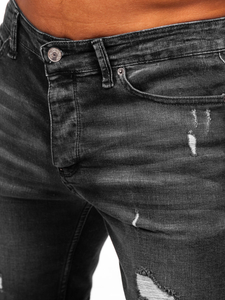 Pantaloni scurți negri din denim pentru bărbați Bolf 0393