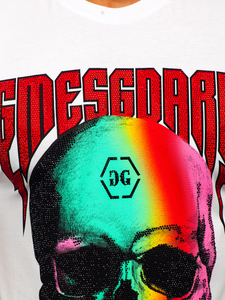 Tricou alb cu aplicații Bolf 2352