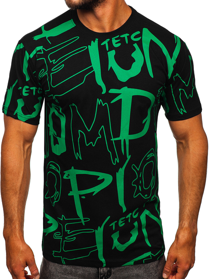 Tricou negru imprimat pentru bărbați din bumbac pentru bărbați Bolf KS1972