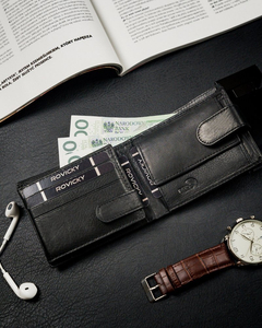 Portofel din piele negru bărbați 13967