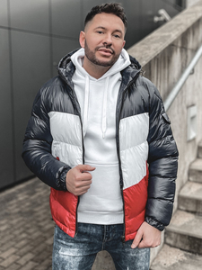 Geacă bleumarin-rosie de iarnă matlasată 6593