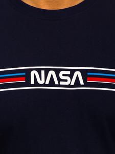 Tricou din bumbac cu imprimeu bleumarin Bolf 5052