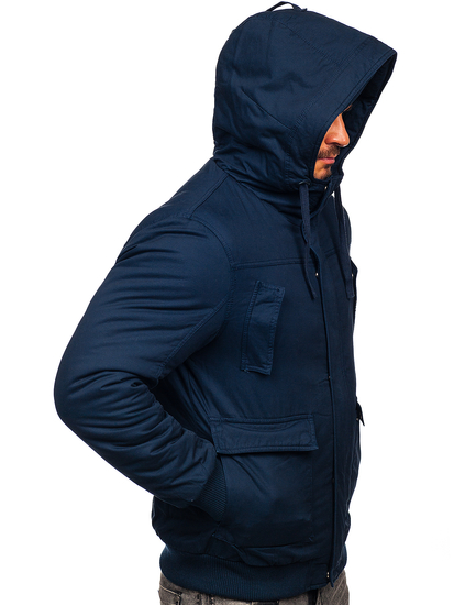Geacă de iarnă groasă bumbac bleumarin Bolf 1890