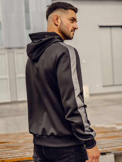 Hanorac negru cu imprimeu Bolf 27B8121