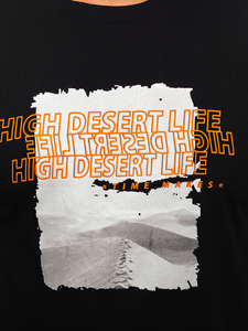 Tricou bărbătesc din bumbac negru cu imprimeu Bolf MPO3465