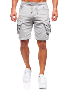 Pantaloni scurți cargo din material gri pentru bărbați Bolf 384K
