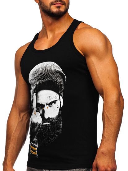 Maiou tank top cu imprimeu negru Bolf 14842