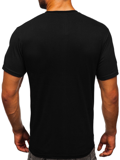Tricou negru bărbătesc din bumbac cu imprimeu Bolf KS1997
