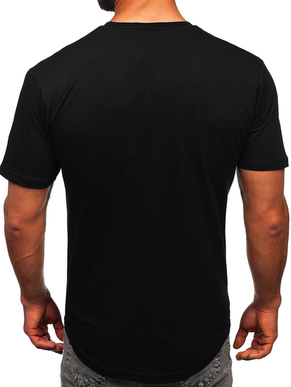 Tricou lung negru bărbătesc fără imprimeu Bolf 14290