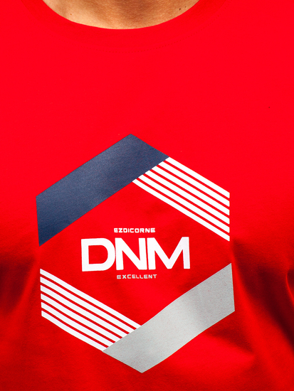 Tricou roșu din bumbac pentru bărbați cu imprimeu Bolf 14741