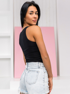 Tricou negru din dantelă pentru femei Bolf 17K552