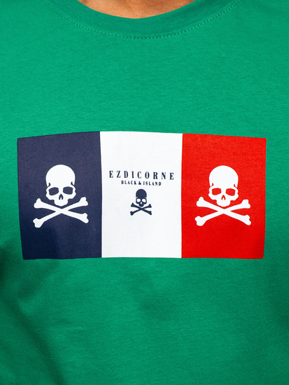 Tricou din bumbac verde cu imprimeu Bolf 14784