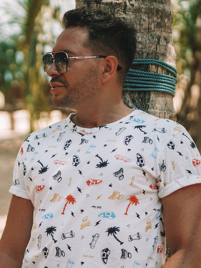 Tricou alb cu imprimeu Bolf 14924