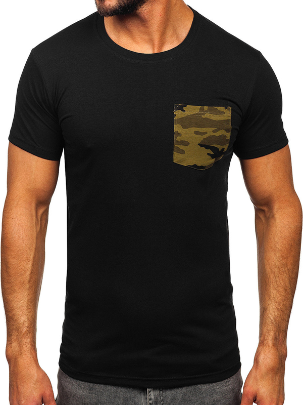 Tricou negru-verde cu imprimeu army Bolf 8T85