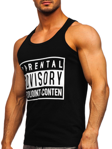 Maiou negru tank top cu imprimeu Bolf 14855