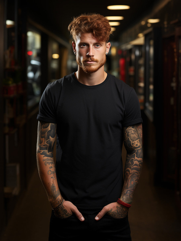 Tricou lung negru bărbătesc fără imprimeu Bolf 14290A2