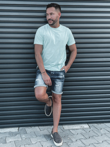 Tricou simplu bărbătesc din bumbac, mentă Bolf 192397A