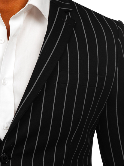 Sacou în dungi casual negru-gri Bolf 1652