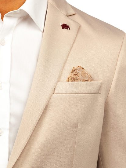 Jachetă elegantă bej pentru bărbați Bolf 022