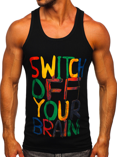 Maiou negru tank top cu imprimeu Bolf 14837