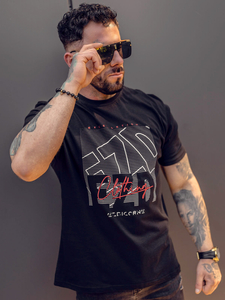 Tricou din bumbac negru și imprimeu Bolf 14748A