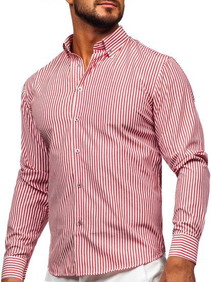 Cămașă cu mânecă lungă în dungi pentru bărbați Coral Bolf 22731