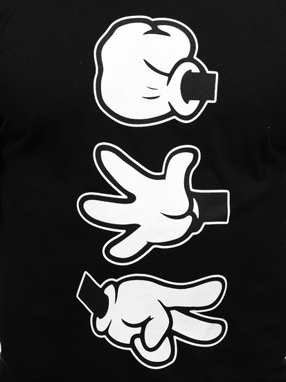 Tricou negru bărbătesc din bumbac cu imprimeu Bolf KS1997