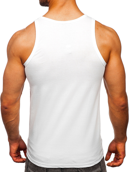 Maiou alb tank top cu imprimeu Bolf 14829
