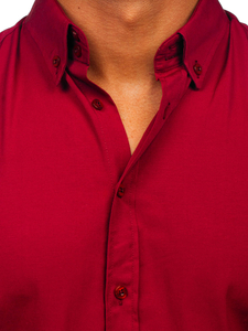 Cămașă elegantă cu mâneca lungă bordo Bolf 5821-1