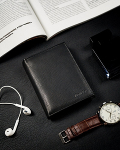 Portofel din piele negru bărbați 13967