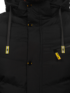 Geacă de iarnă lungă matlasată neagră Bolf 22M59